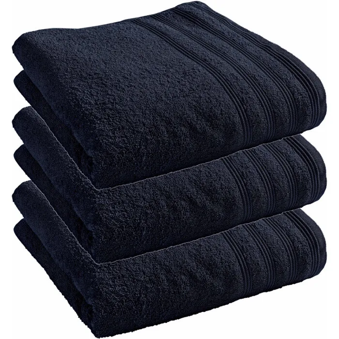 Lot De 3 Draps De Douche "spa" 70 X 140 Cm / 400 Gr/m² - "spa" Bleu Nuit - - "spa" Bleu Nuit - Drap De Douche 70 X 140 Cm