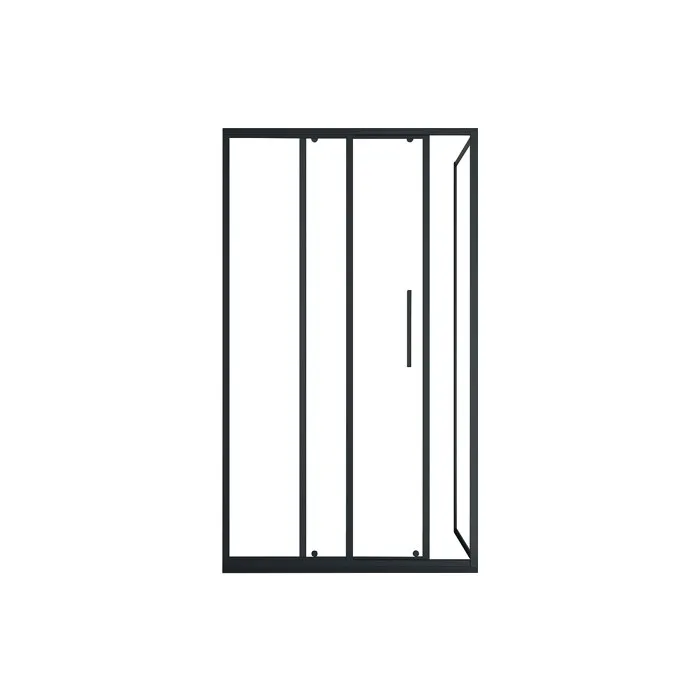 Paroi de douche avec porte coulissante noir mat style industriel - 120 x 80 x 195 cm - TORONI