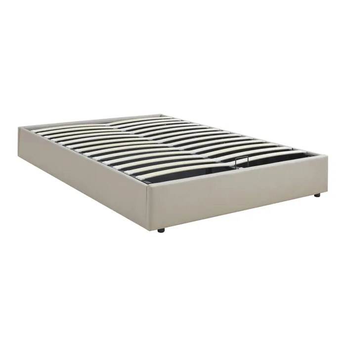 Lit coffre Nola 140 x 200 cm beige en.casa