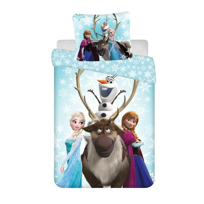 Disney - Parure De Lit En Coton "la Reine Des Neiges: Flocons De Neige" - Bleu - 160 X 200 Cm