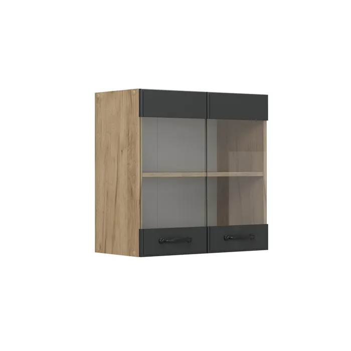 Vicco Meuble de cuisine haut vitré Anthracite campagne 60cm
