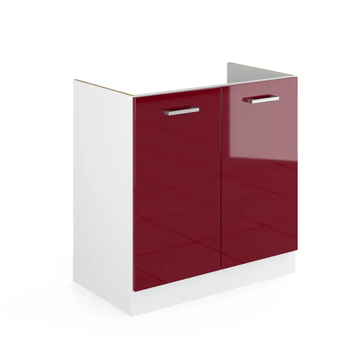 Vicco Meuble bas sous-évier Rouge brillant 80cm sans PT
