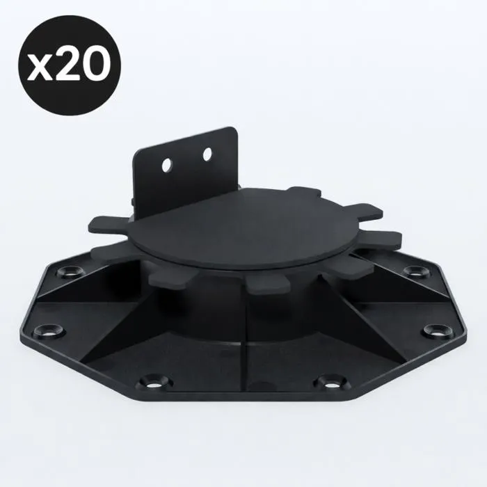 Lot de 20 plots 30-60 mm pour terrasse bois et composite Noir, Unités - 20 plots