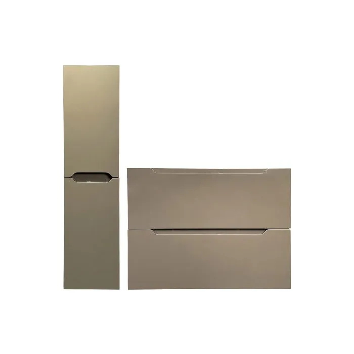 Meuble simple vasque suspendu avec colonne - Taupe - 80 cm - STEFANIE