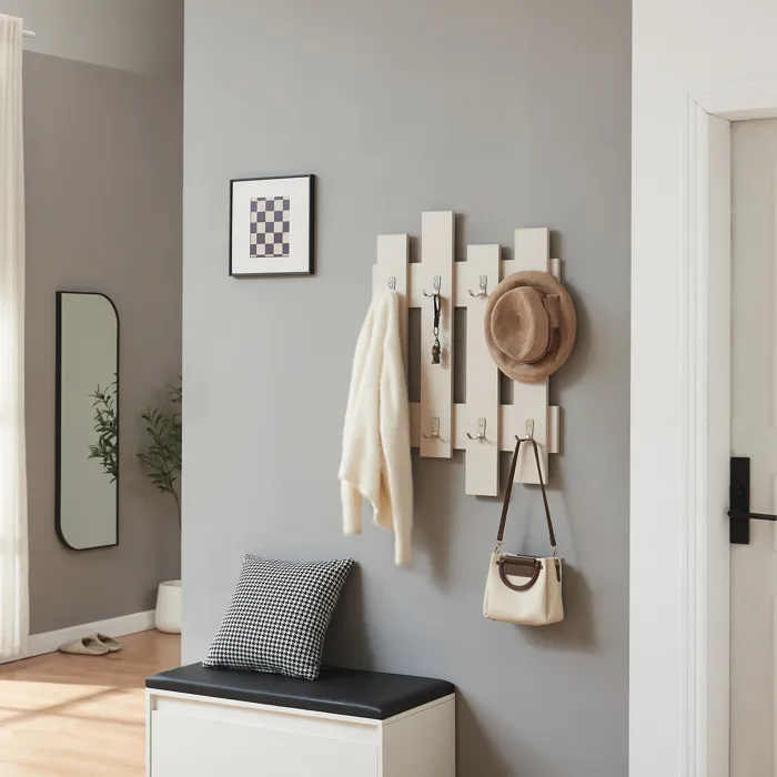 Portemanteau mural Raseborg 80 x 60 x 3 cm beige en.casa