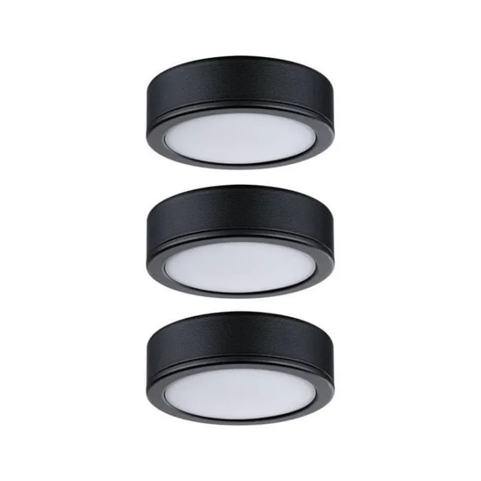 Éclairage sous-meubles LED Pukk 3x3,5W 65 mm 3x210lm 230V rond Noir