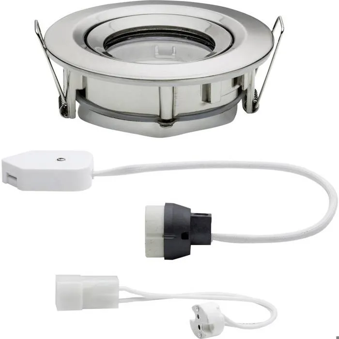 Spot encastrable moderne pour salle de bains GU10 et GU5.3 - Paulmann 93662 en fer brossé 35W