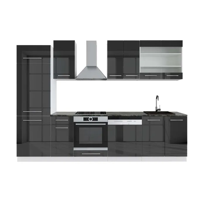 Vicco Cuisine Anthracite brillant/blanc 300cm, PT Anthracite
