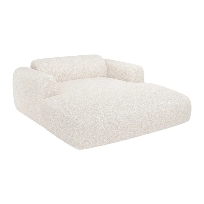 Méridienne 2 places en tissu bouclette blanc POGNI de Maison Céphy
