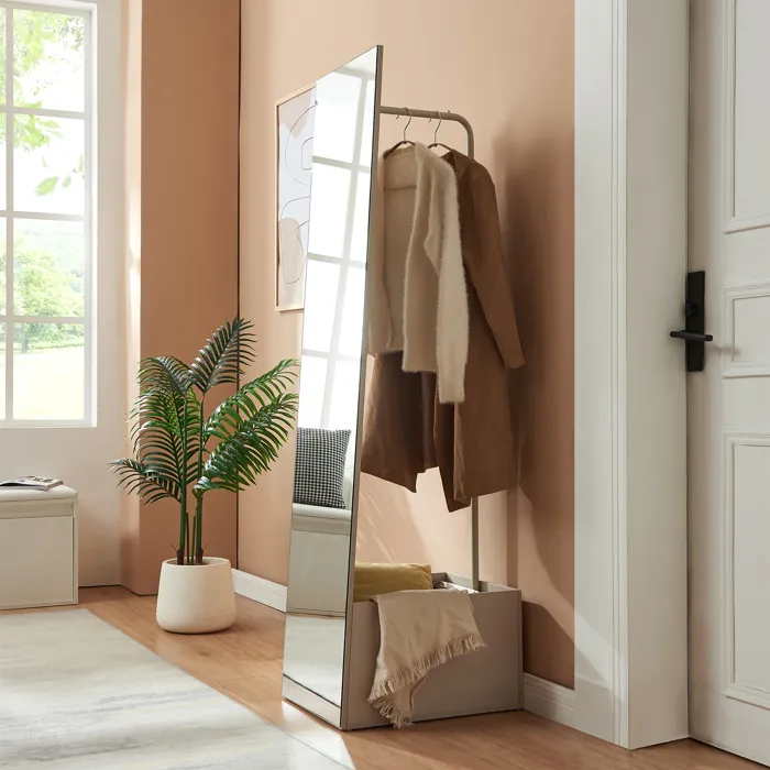 Miroir porte-manteau Saden 165 x 40 x 51 cm sable en.casa