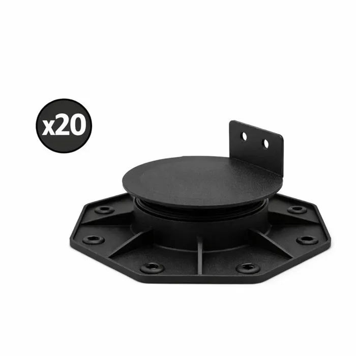 Lot de 20 plots 18-30mm pour terrasse bois et composite Noir, Unités - 20 plots
