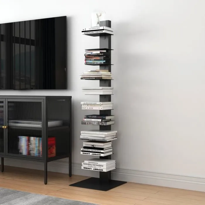 Bibliothèque Eksjö acier 150 x 39 x 39 cm noir mat en.casa
