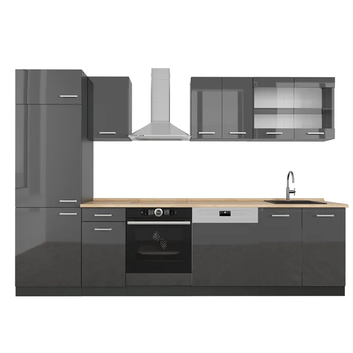 Vicco Cuisine Anthracite brillant/anthracite 300cm sans PT