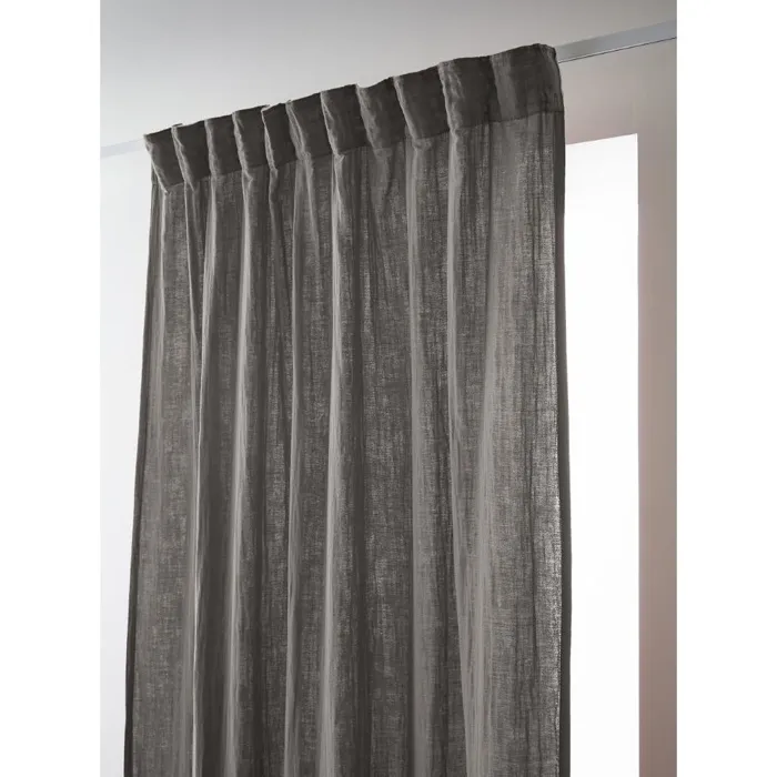Rideau Galon Fronceur 140 x 240 cm Double Gaze de Coton Gaïa Granit