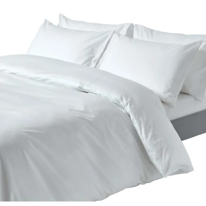 Parure De Lit 260x220cm - Coton Égyptien 200tc - Blanc - Homescapes