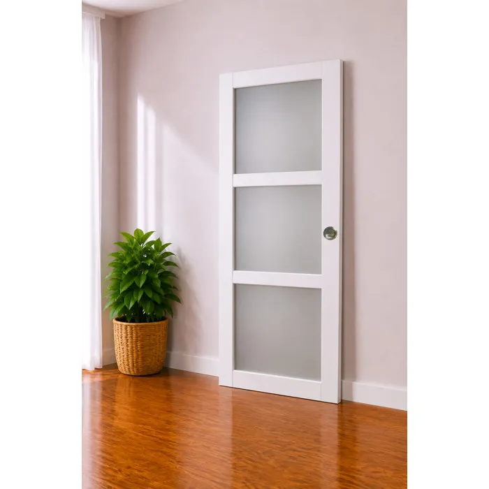 Porte Coulissante Kenya Blanc Vitrée H204 X L73 Cm, Coquilles Gd Menuiseries