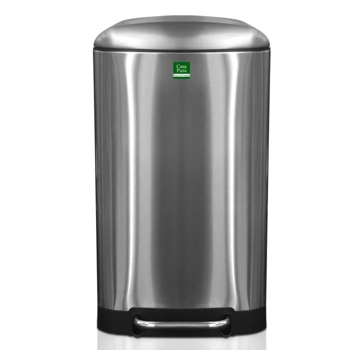 Poubelle Cubo Acier Inoxydable Fermeture Automatique Argent 30 L