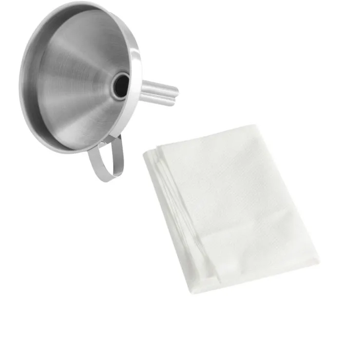 Set De 2 Ustensiles Pour Confiture Entonnoir Et Tissu Filtrant