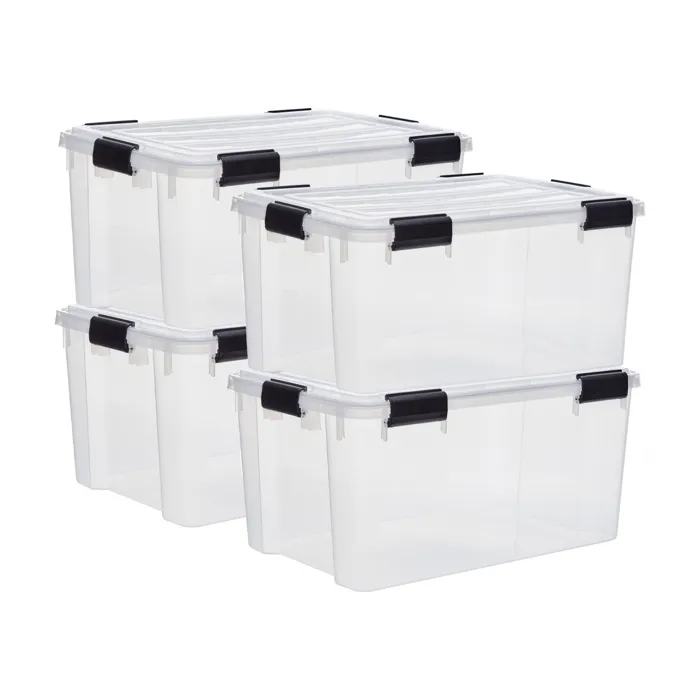 Iris Ohyama, Boite de Rangement Hermétique, 50L, Lot de 4, Transparent, DDAT-L
