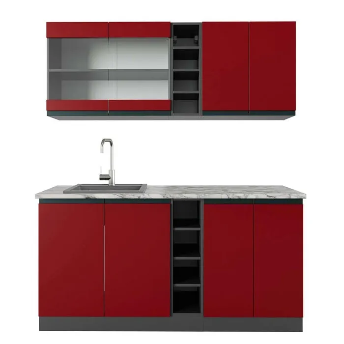Vicco Cuisine Rouge/Anthracite 160cm, PT Marbre