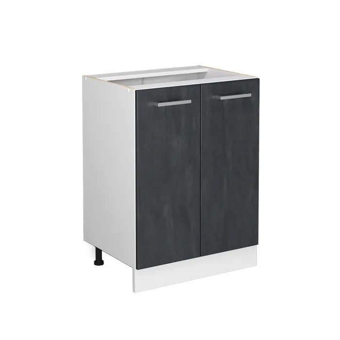 Vicco Meuble bas de cuisine Béton noir/Blanc 60cm sans plan de travail