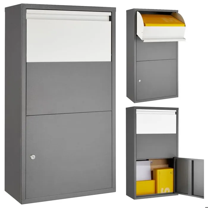 Boîte à colis avec clapet de sécurité antivol 44 x 22 x 82 cm gris anthracite