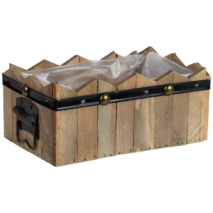 Panier Rectangulaire En Bois Bleu 24x15x9/10,5h Cm