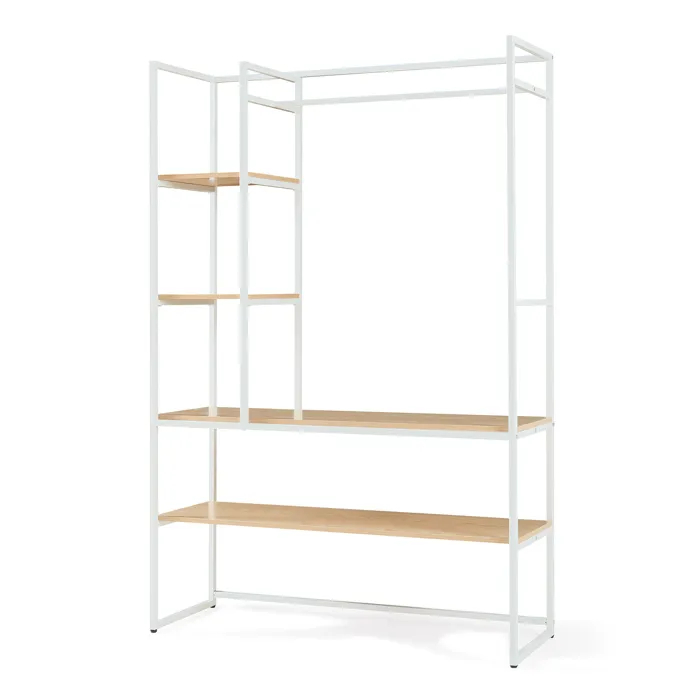 Portant à vêtements Horgau métal 180 x 120 x 40 cm blanc effet chêne en.casa