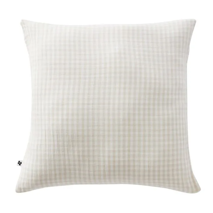 Joel - Taie D'oreiller 60x60cm Gaze De Coton Vichy Coloris Pampa