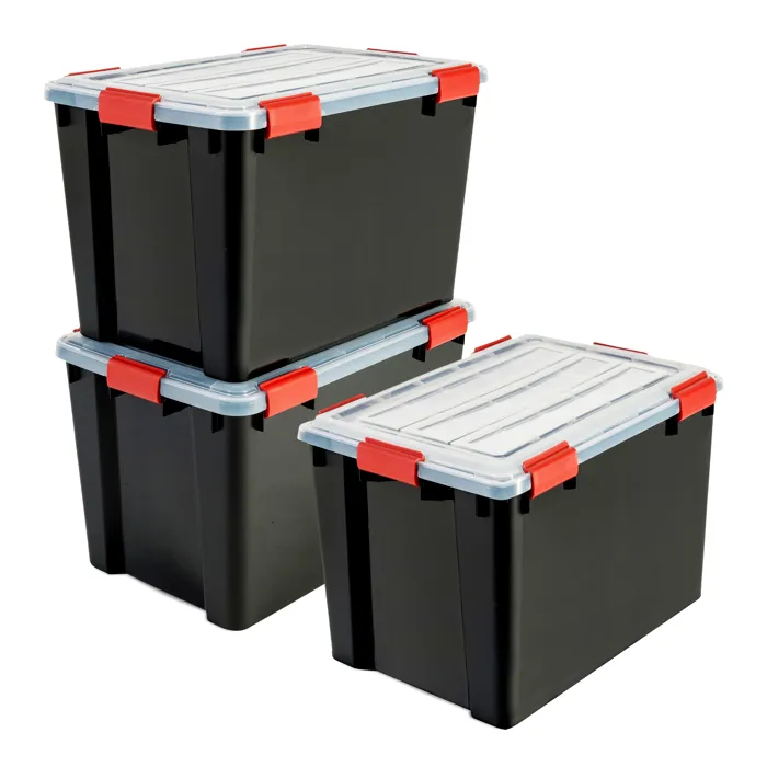 Iris Ohyama, Boite de Rangement Hermétique, 70L, Lot de 3, Noir, DDAT-LD