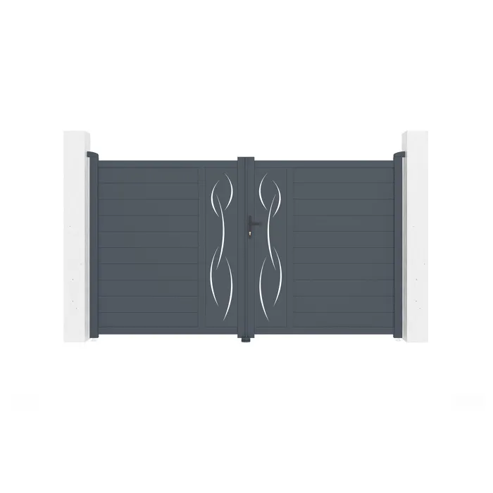 Portail battant 3m LIFE H.180cm + Portillon 1m LIFE H.180cm aluminium gris