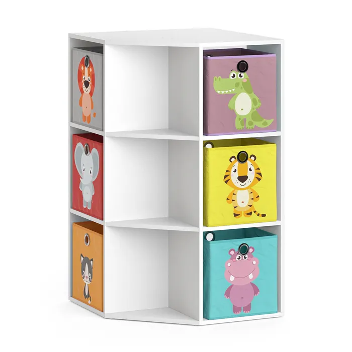 Vicco Bibliothèque enfant Blanc 64x107.8cm avec 6 boîtes pliantes opt.1