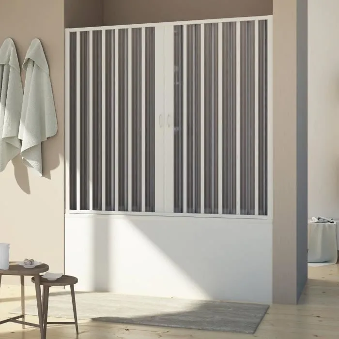 Pare baignoire 170 CM H150 en Plastique pvc modèle Delfi avec l'ouverture centrale