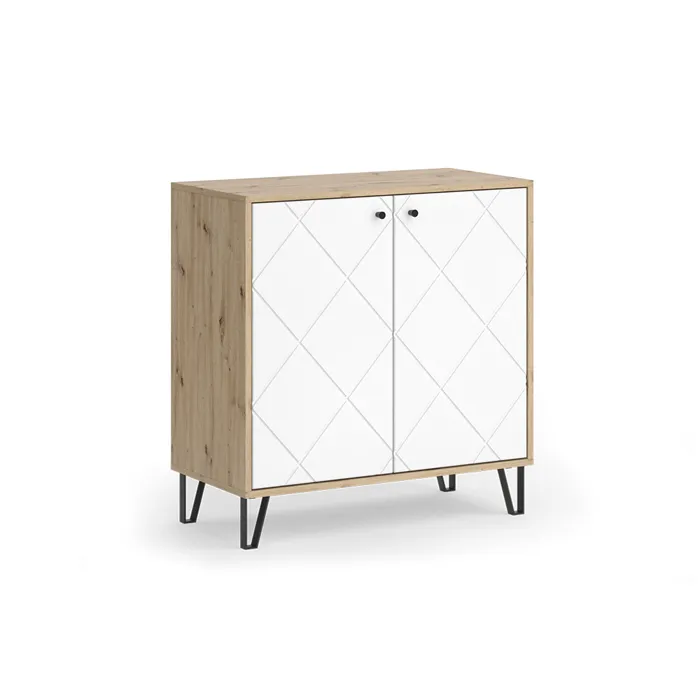 Commode Nizza, Artisan/blanc, 80.2x82.6cm Avec 2 Portes, Vicco