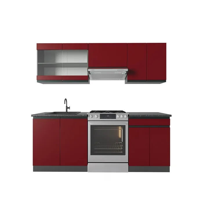 Vicco Cuisine Rouge/Anthracite 200cm, PT Anthracite
