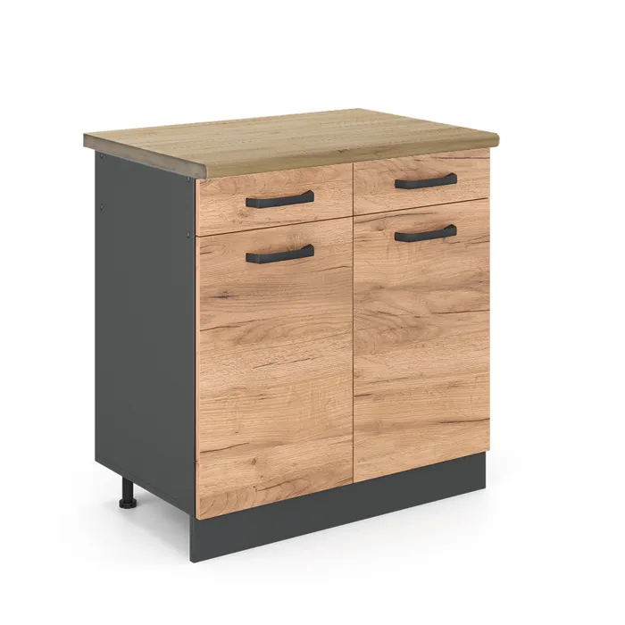 Vicco Meuble cuisine Chêne doré/Anthracite 80cm plan de travail Chêne doré