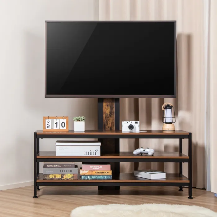 Meuble TV Stockholm avec support d'écran noir mat chêne rustique pro.tec