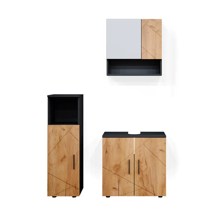 Vicco Meubles bain Chêne doré/Anthracite 3 pièces
