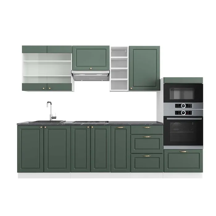 Vicco Cuisine Vert-Or Landhaus/Blanc 280cm, PT Anthracite