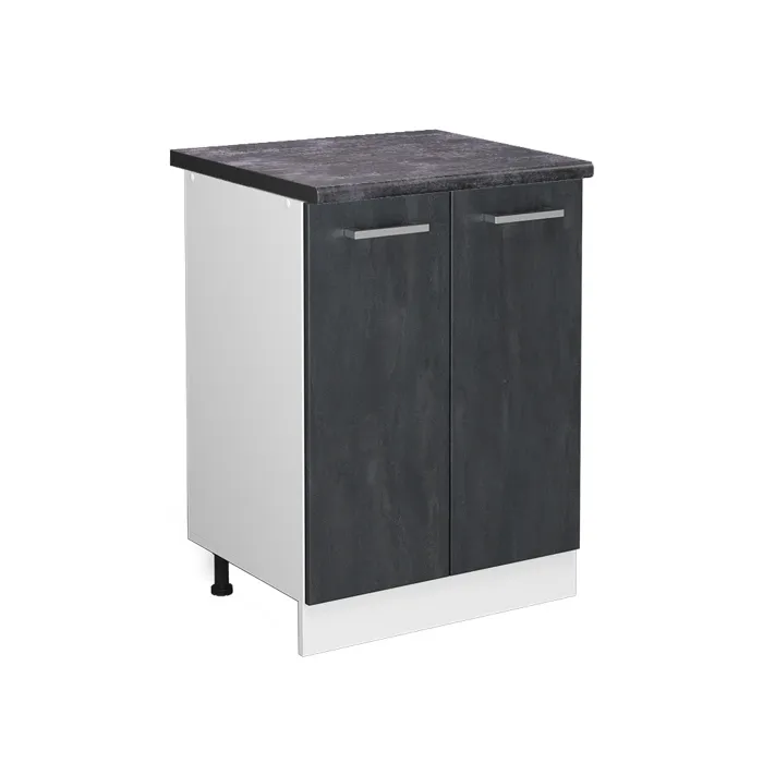 Vicco Meuble bas de cuisine Béton noir/Blanc 60cm plan de travail Anthracite