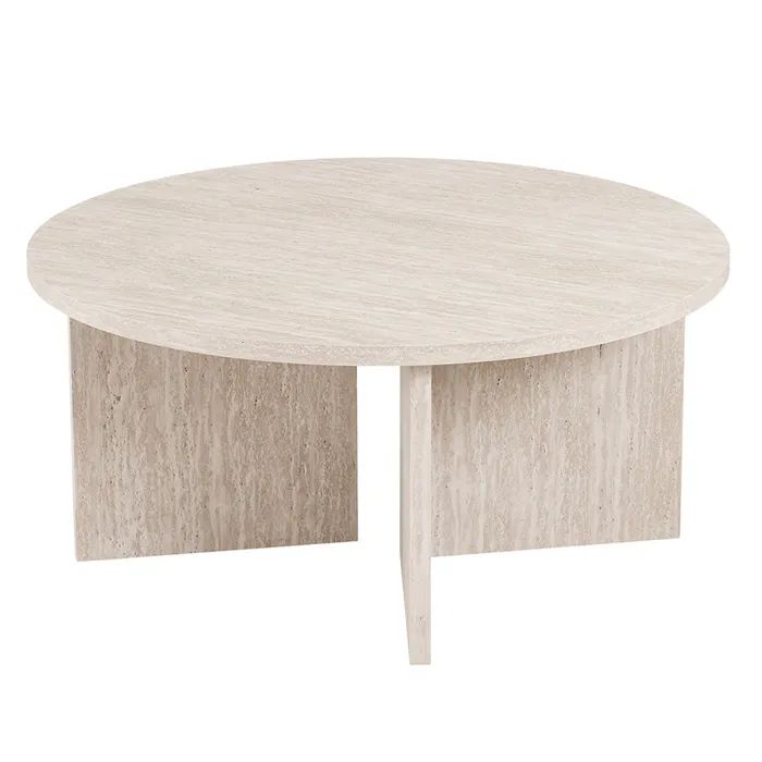 Table basse ronde couleur travertin beige d90 cm