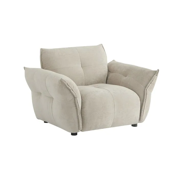Fauteuil en tissu chiné beige NAPIZO