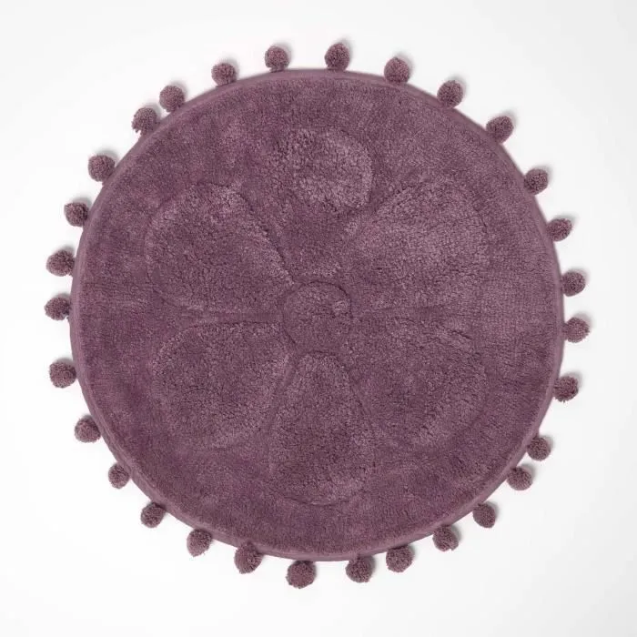 Tapis De Bain Rond 60x60cm Fleur Tuftée Rose Homescapes
