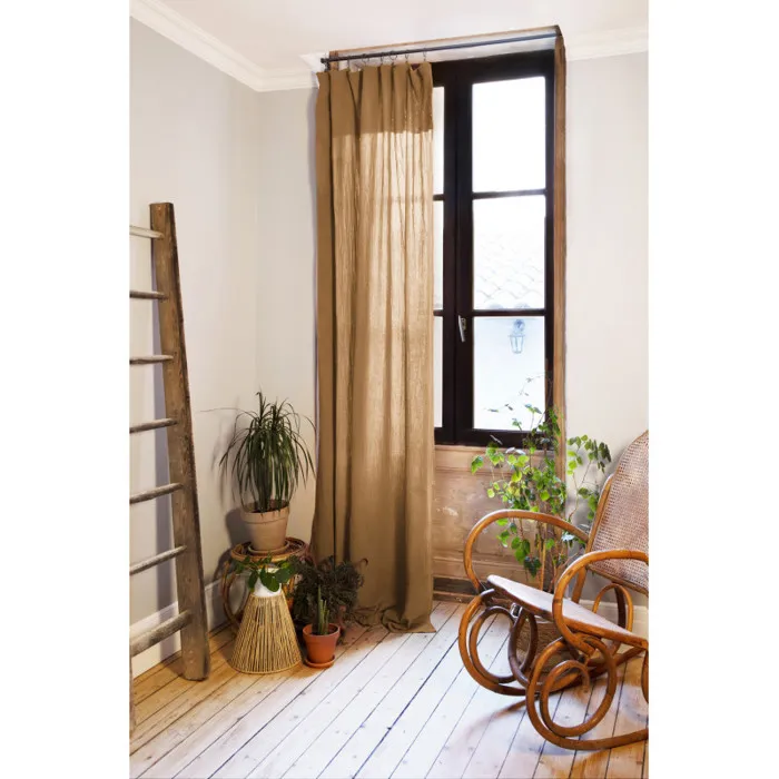 Lot De 2 Rideaux Ajustables + 8 Anneaux Pince "gaîa" 140 X 300 Cm "gaze De Coton" L'effet Papillon