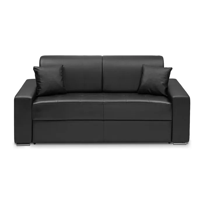 Canapé 3 places convertible express en simili - Noir - Couchage 140 cm - Matelas 22 cm avec mémoire de forme EMIR