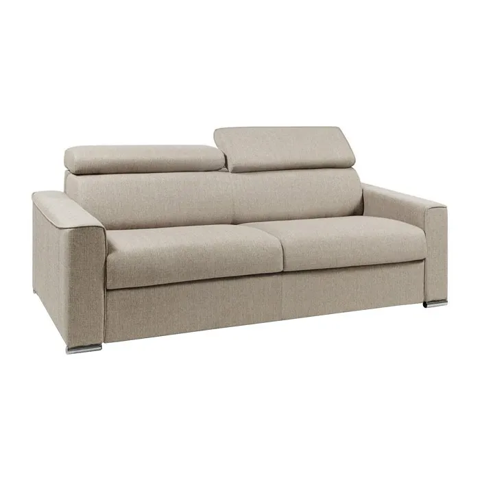 Canapé 4 places convertible express en tissu beige - couchage 160 cm - Matelas 16 cm mémoire de forme VIZIR