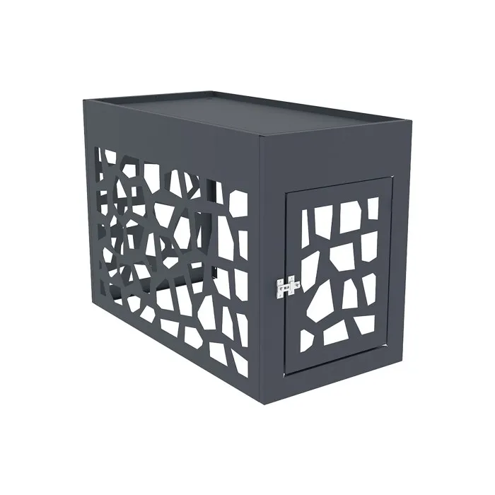 Cache clim / pompe à chaleur en aluminium ajouré - Avec porte d'accès - Anthracite - KAZOMA