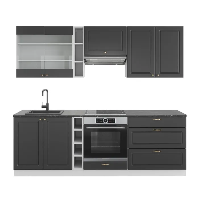 Vicco Cuisine Anthracite-or/blanc 235cm sans PT