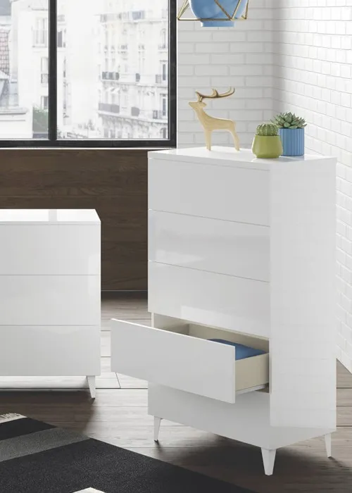 Commode Effet Bois Blanc 137x40 Cm