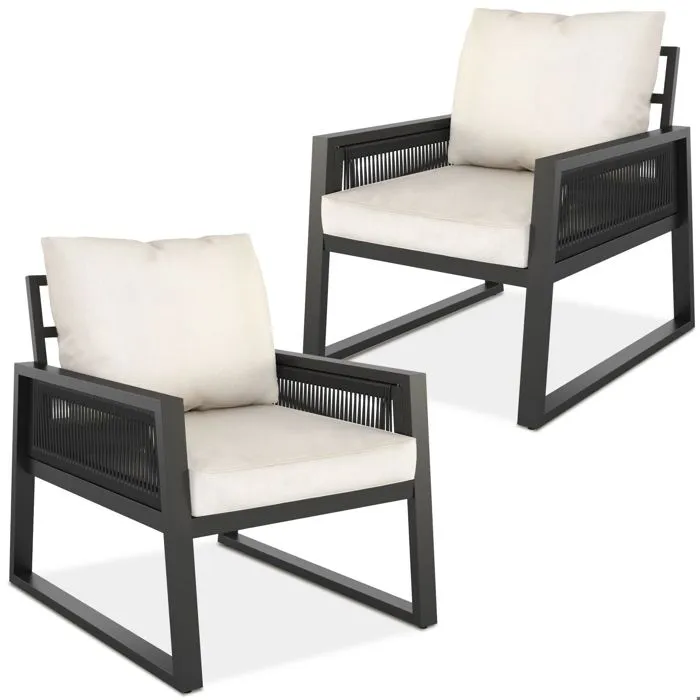 Salon De Jardin 2 Fauteuils En Design Corde Résistants Intempéries